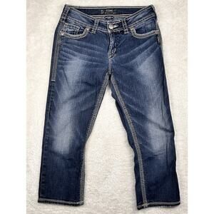 Silver Suki Surplus Capri Jeans Womens Size 27 Blue Dark Wash Denim Flap Pocket